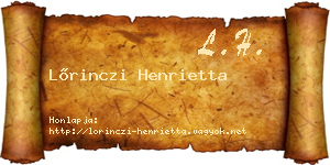 Lőrinczi Henrietta névjegykártya